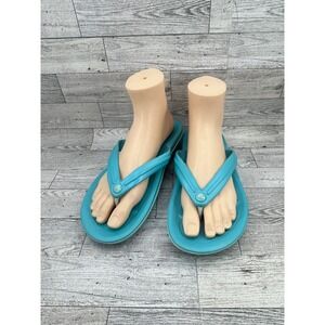 Crocs Athens Flip Flops Turquoise Blue Sandals Womens 8 Mens 6 Unisex Casual